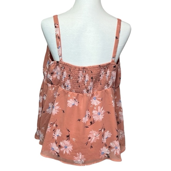 Torrid Floral Peach Spaghetti Strap Blouse - Picture 4 of 7